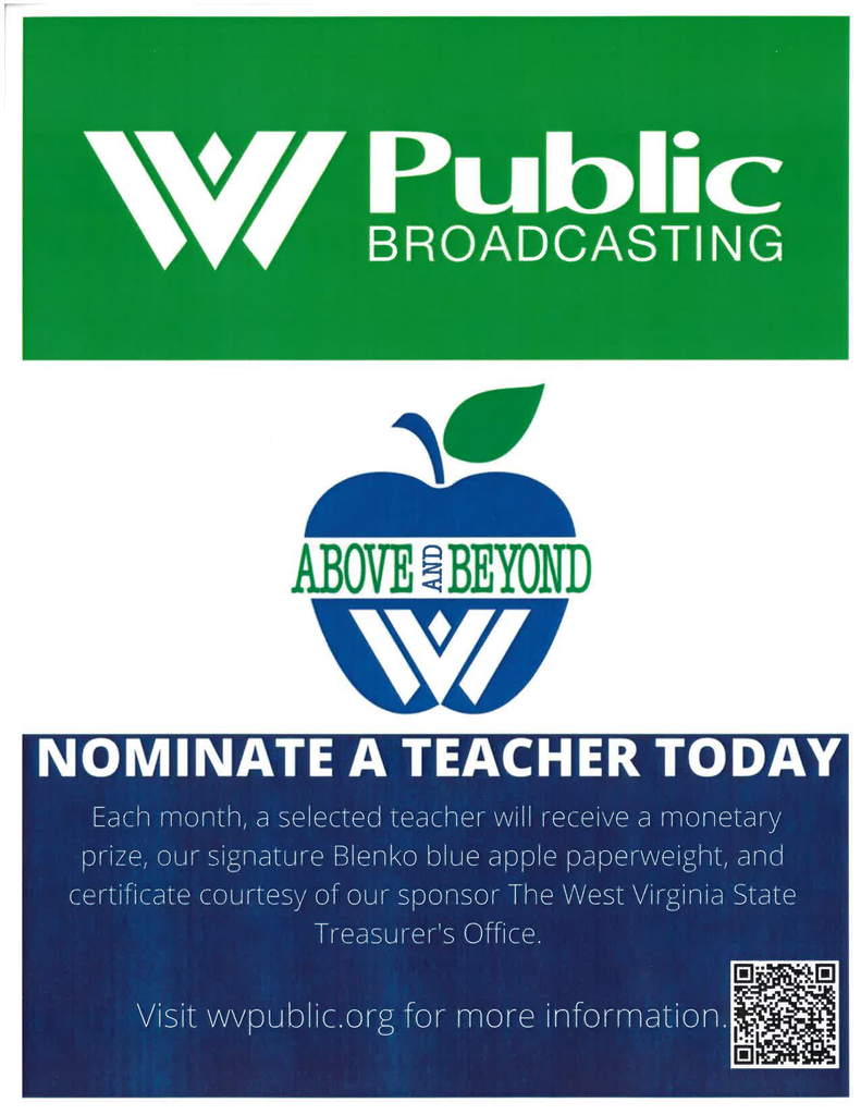 WV Public Broadcasting Teacher of the Month Flyer