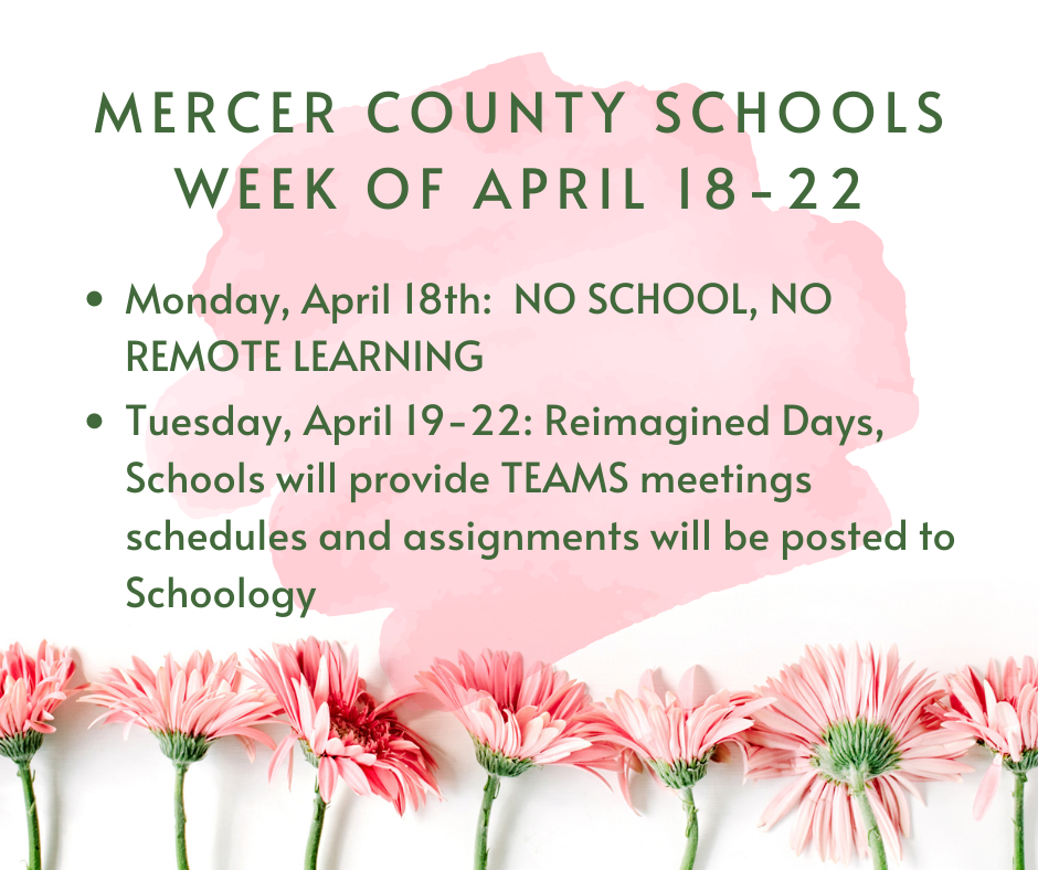 reimagined week no school on April 18th remote days April 19-22